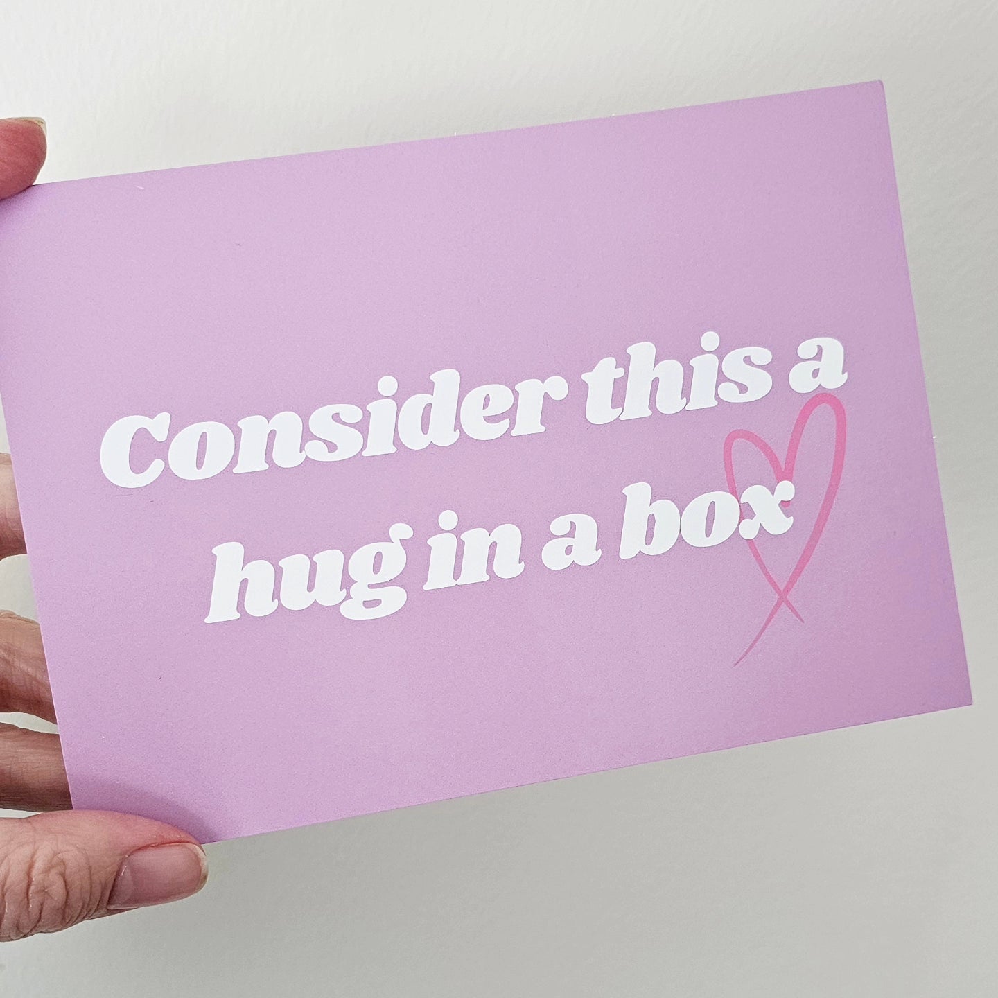 Free hug in a box gift card, Personlised writing