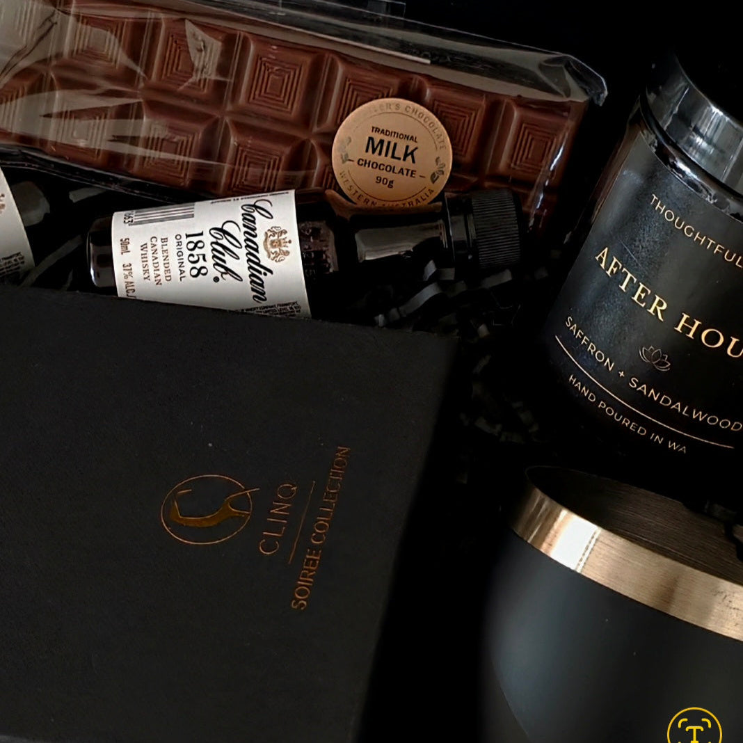 Milk chocolate Whisky glasses leather hip flask saffron and Sandalwood After Day soy wax candle 